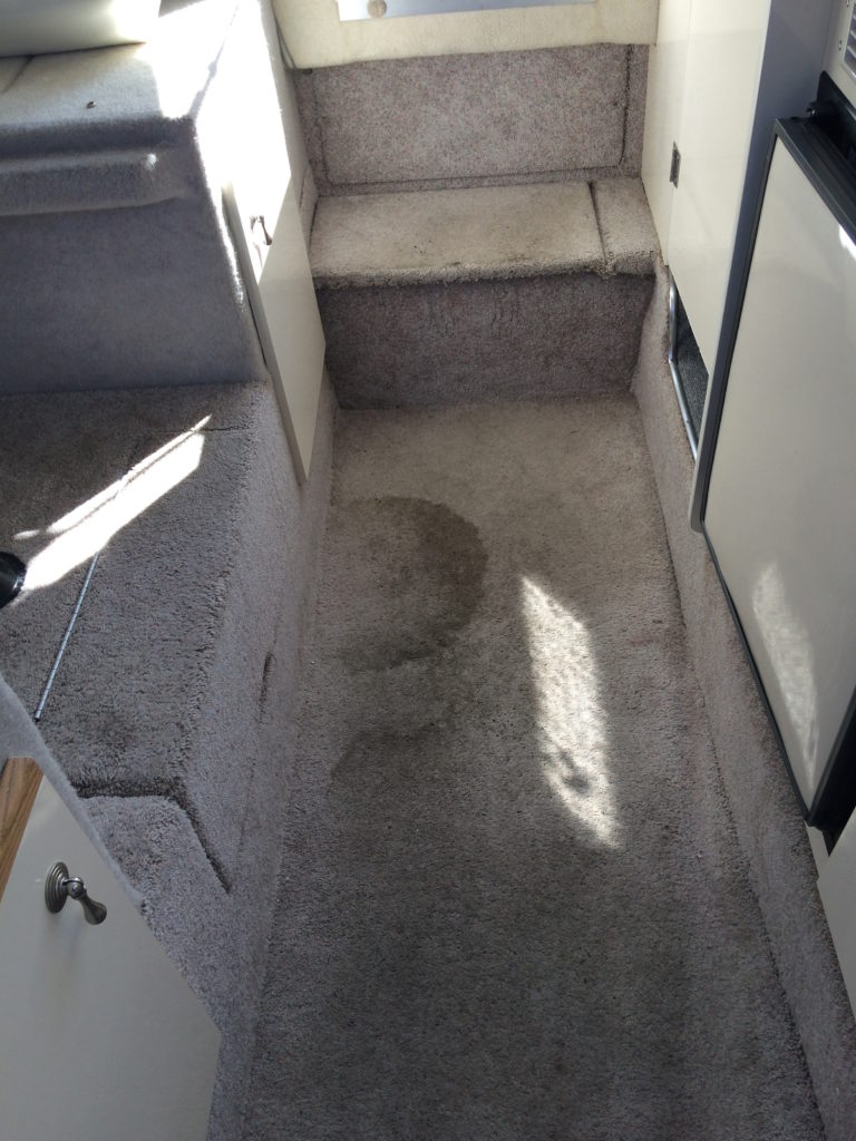 Boat carpet before cleaning
